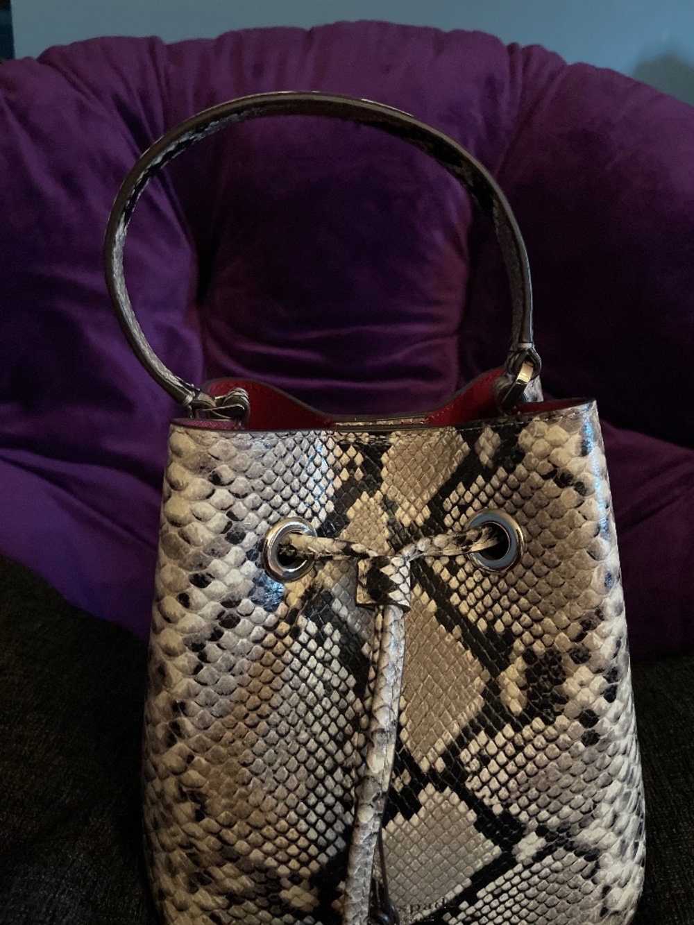 Kate Spade Eva Snakeskin Print Bucket Bag